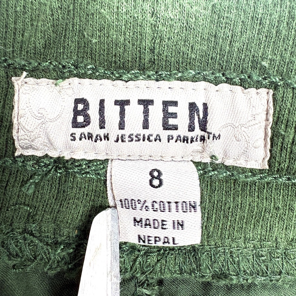 VTG Y2K Bitten by Sarah Jessica Parker Drawstring Capri Joggers Womens Sz 8 Grn - Picture 3 of 13